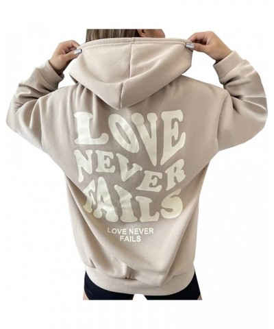 Love Never Fails Hoodie for Women Oversized Hoodies Love Never Fails Letter Print Graphic Hooded Beige $15.33 Hoodies & Sweat...