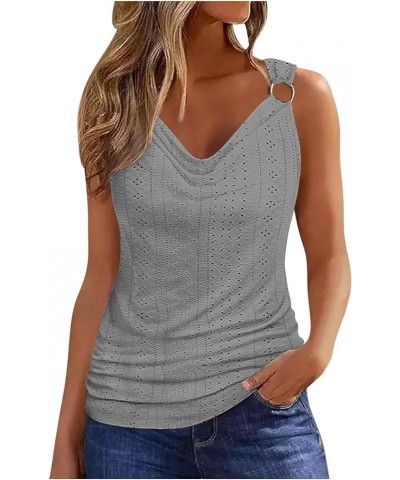 Summer Tank Tops for Women 2024 Sleeveless V Neck Tshirt Loose Fit Casual Hole Straps Blouses Workout Camisoles F-gray $5.69 ...