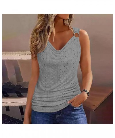 Summer Tank Tops for Women 2024 Sleeveless V Neck Tshirt Loose Fit Casual Hole Straps Blouses Workout Camisoles F-gray $5.69 ...