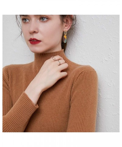 Womens Knit Mock Turtle Neck Wool Stretch Long Sleeve Pullover Sweater Golden Camel $11.75 Sweaters