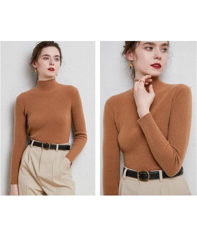 Womens Knit Mock Turtle Neck Wool Stretch Long Sleeve Pullover Sweater Golden Camel $11.75 Sweaters