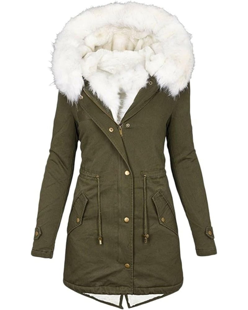 Womens Winter Coats Plus Size Fleece Sherpa Lined Parkas Jacket Thicken Windproof Outerwear With Fur Hood Puffer Down Winter ...