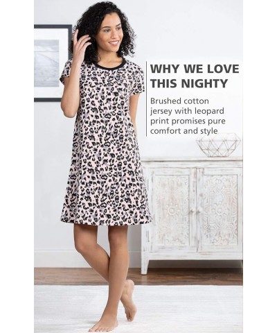 Sleep Shirts For Women - Short Nightgowns For Women, 100% Cotton Pink Leopard Print $18.28 Sleep & Lounge