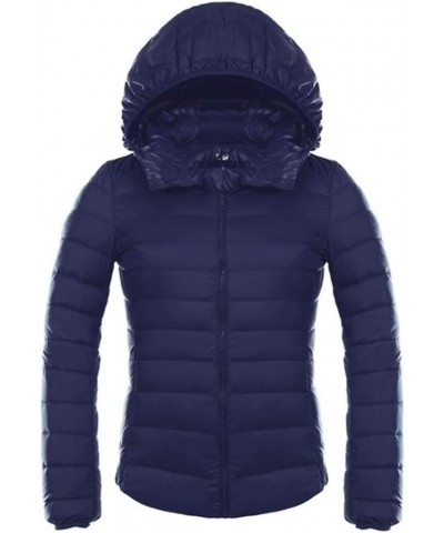 Women's Jacket Down Coat Ultra Light Down Jacket Lightweight Warm Windproof Navy $18.54 Jackets