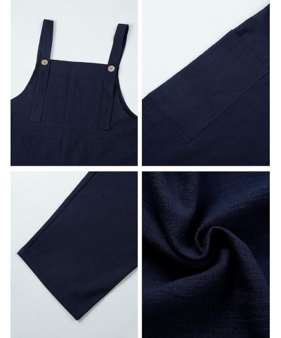 Women's Casual Cotton Overalls Wide Leg Loose Fit Jumpsuit Baggy Rompers with Pockets Navyblue $16.44 Overalls