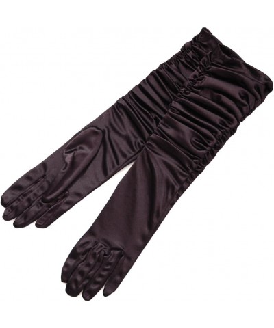 Gathered Shiny Stretch Satin Dress Gloves-One Size Fits Most Brown $9.89 Dresses