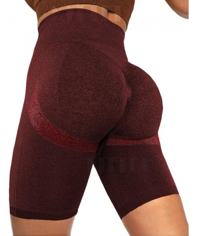 Women's Seamless Scrunch Butt Lift Biker Shorts High Waist Booty Contour Workout Yoga Gym Shorts 0 Smiling Peach Wine Red $11...