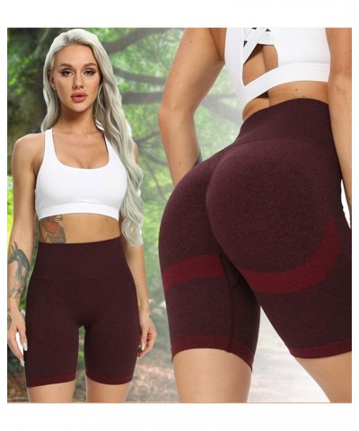 Women's Seamless Scrunch Butt Lift Biker Shorts High Waist Booty Contour Workout Yoga Gym Shorts 0 Smiling Peach Wine Red $11...