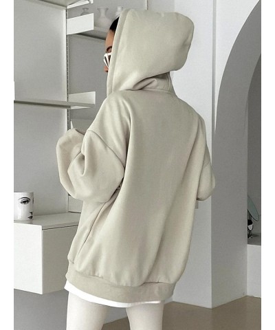 Women's Loose Hoodie Drop Shoulder Long Sleeve Drawstring Hooded Sweatshirt Top Beige $11.19 Hoodies & Sweatshirts