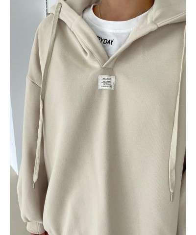 Women's Loose Hoodie Drop Shoulder Long Sleeve Drawstring Hooded Sweatshirt Top Beige $11.19 Hoodies & Sweatshirts