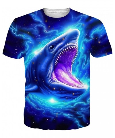 Unisex Fashion 3D Print T-Shirts Funny Graphics Pattern Crewneck Short Sleeve Tees for Mens Womens Blue Shark $9.71 T-Shirts