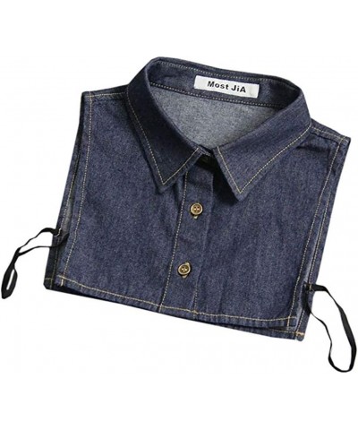 Unisex Stylish Detachable Half Shirt Blouse False Collar Blue Denim Fake Collar Deep Blue $10.19 Blouses