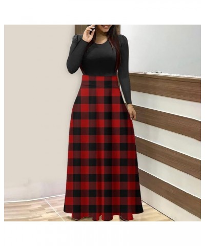 Christmas Maxi Dress for Women 2022 Casual Santa Claus Snowflake Print Party Dresses Long Sleeve Wedding Guest Dress 3 wine $...