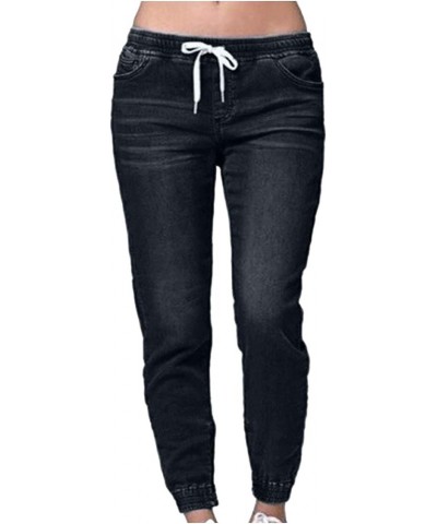 Womans Jeans, Womens Casual Jeans Distressed Pocket Blue Jeans Straight Wide Leg Denim Pants Dd1-black $11.95 Jeans