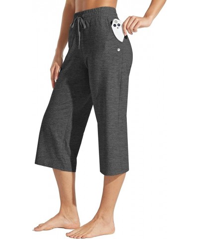 Women's Capris Pants Cotton Yoga Capri Casual Lounge Pants Wide Leg Workout Sweatpants with Pockets 20 Gray $16.11 Activewear