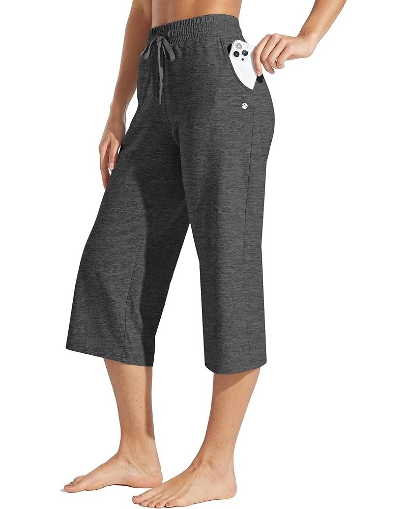 Women's Capris Pants Cotton Yoga Capri Casual Lounge Pants Wide Leg Workout Sweatpants with Pockets 20 Gray $16.11 Activewear