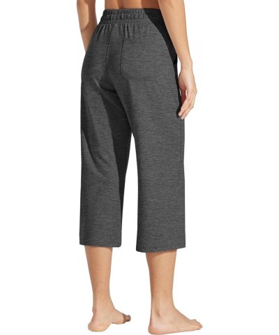 Women's Capris Pants Cotton Yoga Capri Casual Lounge Pants Wide Leg Workout Sweatpants with Pockets 20 Gray $16.11 Activewear