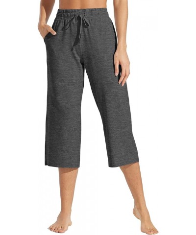 Women's Capris Pants Cotton Yoga Capri Casual Lounge Pants Wide Leg Workout Sweatpants with Pockets 20 Gray $16.11 Activewear