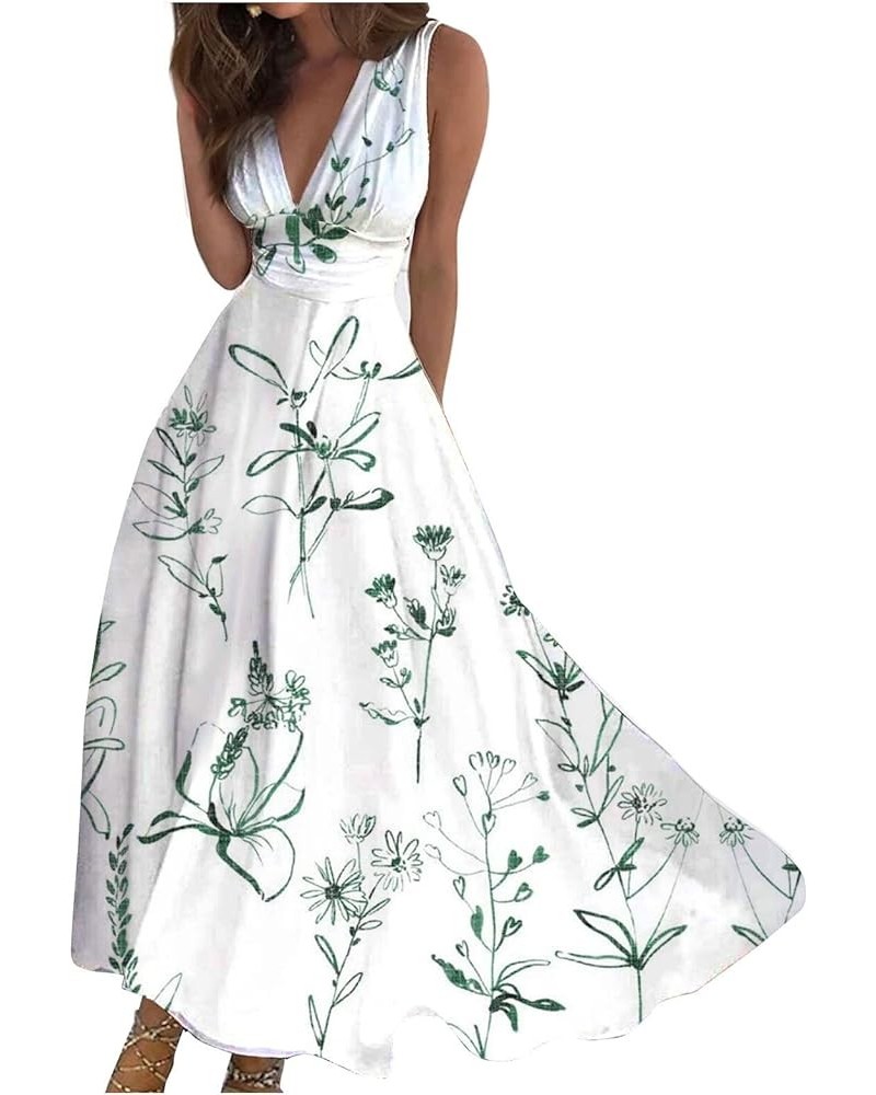 Sundresses for Women 2024 Trendy,Casual Summer Elegant Sleeveless Maxi Dress,Sexy Floral Flowy Beach Hawaiian Western Dress B...