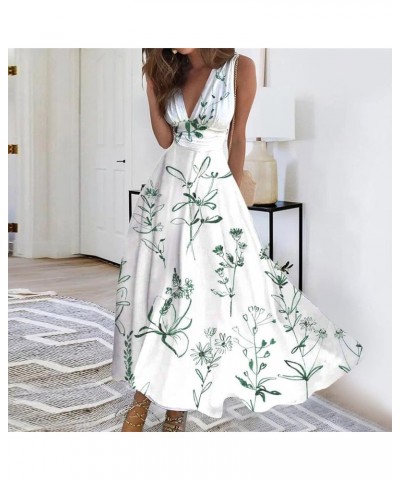 Sundresses for Women 2024 Trendy,Casual Summer Elegant Sleeveless Maxi Dress,Sexy Floral Flowy Beach Hawaiian Western Dress B...