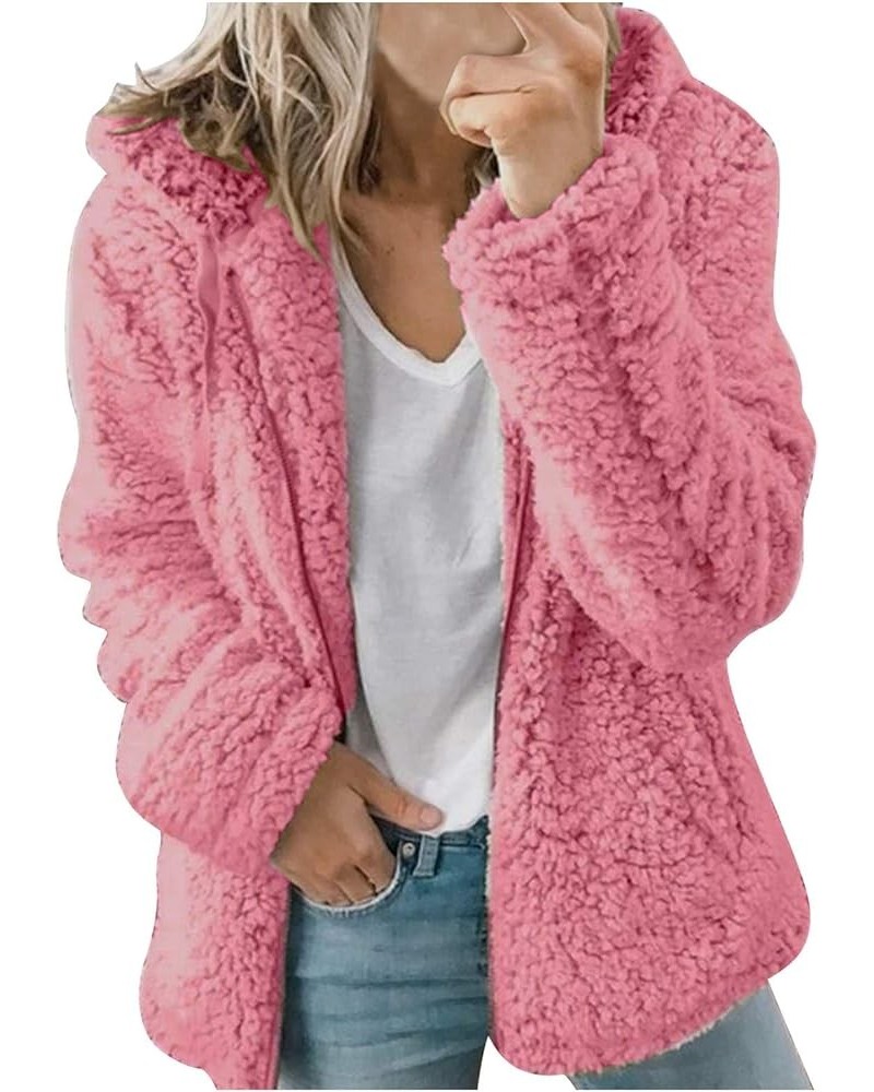 Womens Oversized Hoodies Fleece Sweatshirts Long Sleeve Warm Winter Zip-Up Fluffy Outwear Jacket with Pockets Hot Pink 4 $12....