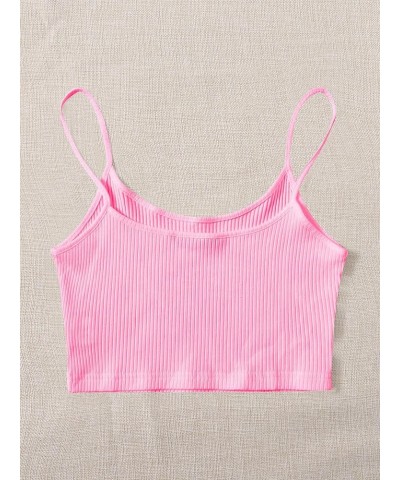 Women's Sleeveless Camisole Letter Print Crop Cami Top Light Pink $10.59 Tanks