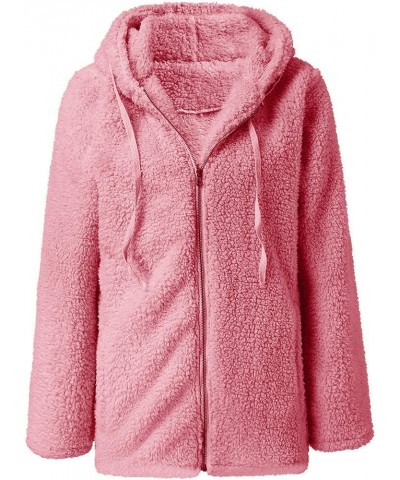 Womens Oversized Hoodies Fleece Sweatshirts Long Sleeve Warm Winter Zip-Up Fluffy Outwear Jacket with Pockets Hot Pink 4 $12....