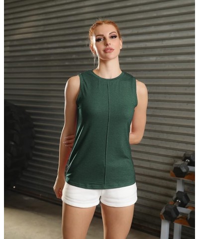 Womens Tank Tops Crew Neck Sleeveless Tshirts Solid Color Casual Loose Fit Tee Shirts 00-army Green $10.57 Tanks