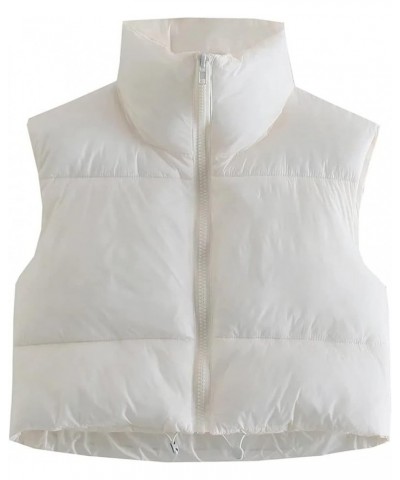 Womens Winter Crop Vest Lightweight Sleeveless Warm Puffer Vest Jacket Coat Zip Up Padded Gilet Outerwear White $11.79 Vests