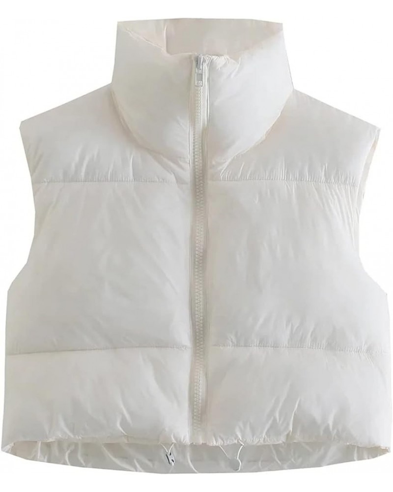 Womens Winter Crop Vest Lightweight Sleeveless Warm Puffer Vest Jacket Coat Zip Up Padded Gilet Outerwear White $11.79 Vests