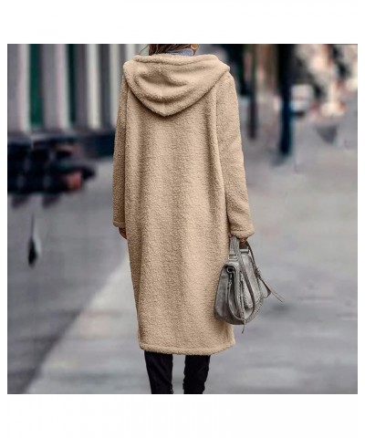 Womens Winter Maxi Long Trench Coat Fuzzy Fleece Jackets Hooded Sherpa Jacket Outerwear Long Sleeve Warm Outfit Beige $19.52 ...