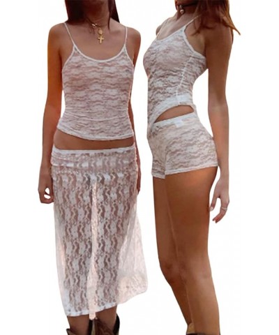 Sexy See Through Sheer Lace Maxi Dress Patchwork Backless Bodycon Long Dresses Beach Vacation Party Wear Cami Skirt White $14...