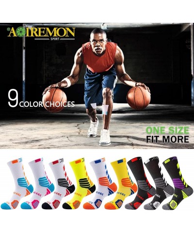 Elite Basketball Cushion Socks,Mid Calf Woven Socks For Football Soccer Running Hiking,Soft & Calf High Crew Socks Black&gree...