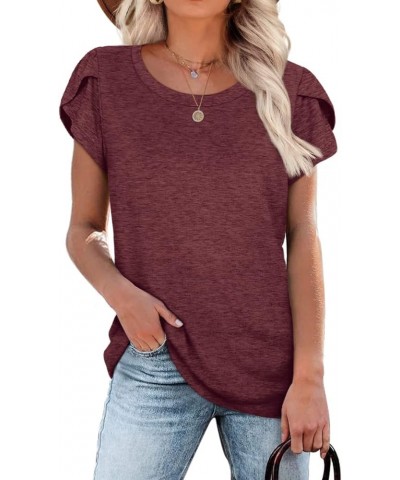 Womens Short Sleeve Round Neck Lightweight Tshirt Loose Fit Z4-burgundy $8.99 Tops