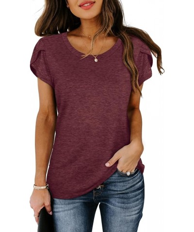 Womens Short Sleeve Round Neck Lightweight Tshirt Loose Fit Z4-burgundy $8.99 Tops