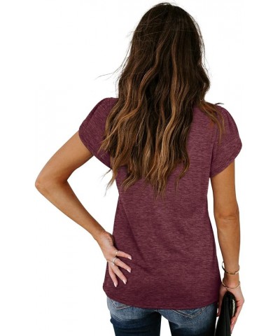 Womens Short Sleeve Round Neck Lightweight Tshirt Loose Fit Z4-burgundy $8.99 Tops