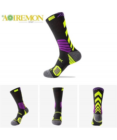 Elite Basketball Cushion Socks,Mid Calf Woven Socks For Football Soccer Running Hiking,Soft & Calf High Crew Socks Black&gree...