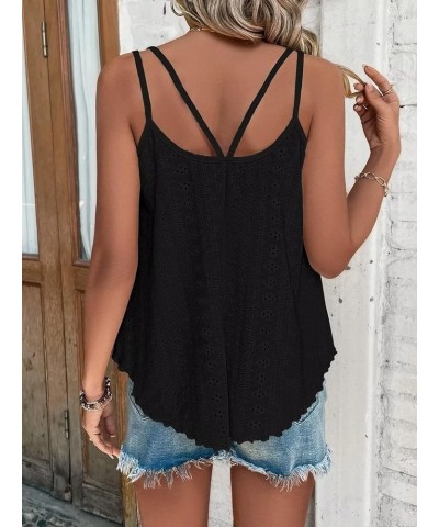 Tank Tops for Women Casual Summer Loose Fit Spaghetti Strap Eyelet Embroidery Sleeveless Tops Flowy Cami Shirts Black $7.39 T...