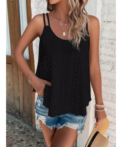 Tank Tops for Women Casual Summer Loose Fit Spaghetti Strap Eyelet Embroidery Sleeveless Tops Flowy Cami Shirts Black $7.39 T...