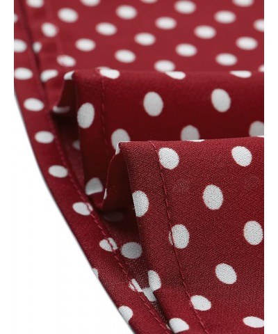 Polka Dots Blouse for Women's Contrast Tie Peter Pan Collar Vintage Shirt Burgundy $12.42 Blouses