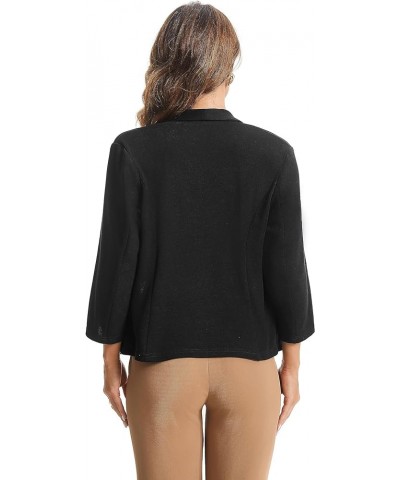 Women's 3/4 Sleeve Open Front Office Work Business Casual Crop Suit Blazer Jacket Black $14.70 Blazers