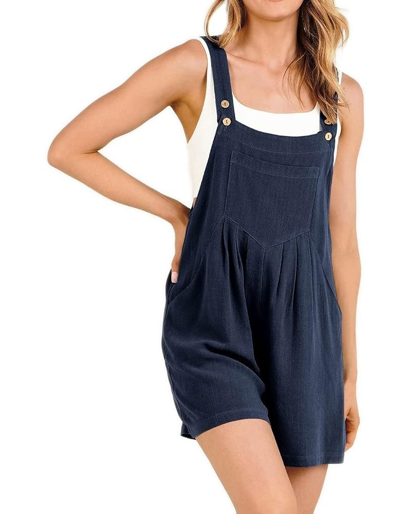 Women's Summer Casual Sleeveless Rompers Jumpsuit Loose Spaghetti Strap Shorts Jumpsuit Fashion Overalls with Pockets D01-nav...