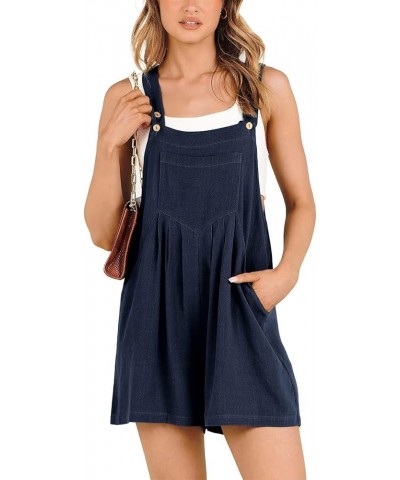 Women's Summer Casual Sleeveless Rompers Jumpsuit Loose Spaghetti Strap Shorts Jumpsuit Fashion Overalls with Pockets D01-nav...