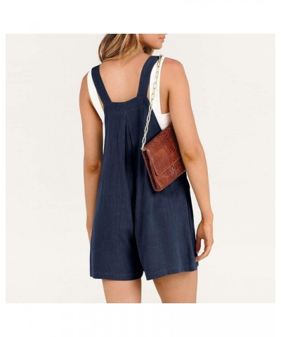 Women's Summer Casual Sleeveless Rompers Jumpsuit Loose Spaghetti Strap Shorts Jumpsuit Fashion Overalls with Pockets D01-nav...