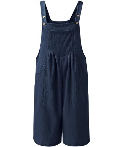 Women's Summer Casual Sleeveless Rompers Jumpsuit Loose Spaghetti Strap Shorts Jumpsuit Fashion Overalls with Pockets D01-nav...