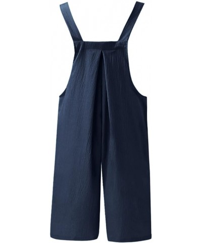 Women's Summer Casual Sleeveless Rompers Jumpsuit Loose Spaghetti Strap Shorts Jumpsuit Fashion Overalls with Pockets D01-nav...