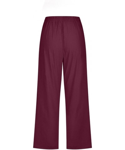 Summer Cropped Pants Straight Capris for Ladies Comfortable Casual Loose Work Pant Elastic Pocket Wine & 01 $8.50 Others