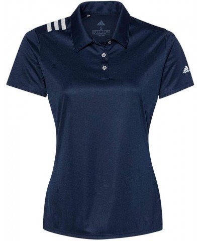 Women's 3-Stripes Shoulder Polo - A325 Collegiate Navy/ White $27.38 Shirts