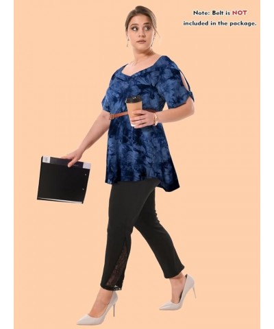 Plus Size Tunic Tops for Women Dressy Casual Shirts Short Sleeve Cute Summer Clothes Loose Fit Blouse T09-darkblue_tie Dye $8...