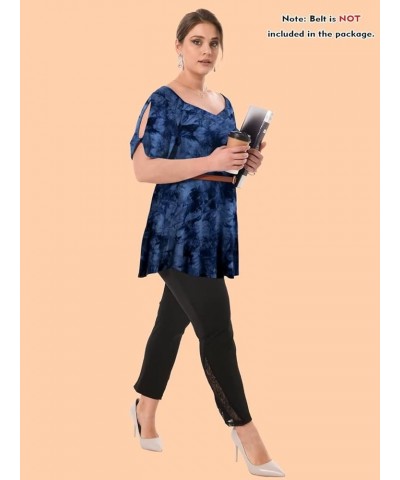 Plus Size Tunic Tops for Women Dressy Casual Shirts Short Sleeve Cute Summer Clothes Loose Fit Blouse T09-darkblue_tie Dye $8...